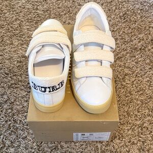 Burberry White and Yellow Velcro Sneakers
